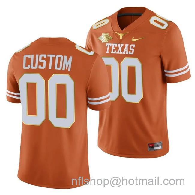 Men's Custom Texas Longhorns Jersey Orange 2021 Red River Showdown Golden Patch Jersey