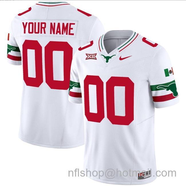 Men's Custom Texas Longhorns Jersey Name and Number Mexico Vapor College Football White