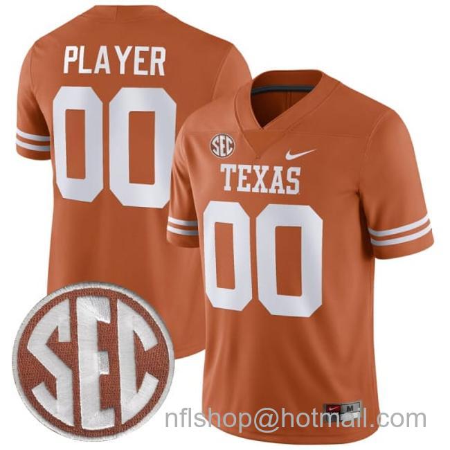 Men's Custom Texas Longhorns Jersey Name and Number College Football Orange Home Game All Stitched