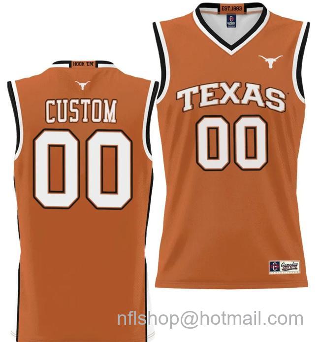 Men's Custom Texas Longhorns Jersey Name and Number NIL College Basketball Lightweight Orange