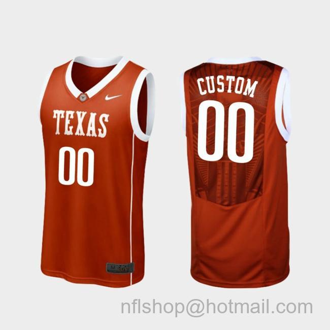 Men's Custom Name Number Texas Longhorns Burnt Orange Replica College Basketball Jersey