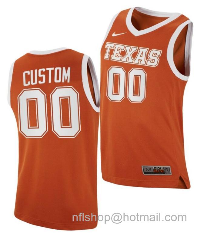 Men's Custom Texas Longhorns Jersey Name and Number College Basketball Orange Replica