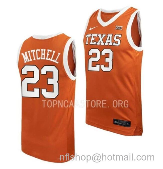 Nike Men's #23 Dillon Mitchell Jersey Texas Longhorns College Basketball Jerseys Orange