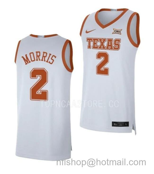 Nike Men's #2 Arterio Morris Jersey Texas Longhorns College Basketball Jerseys White