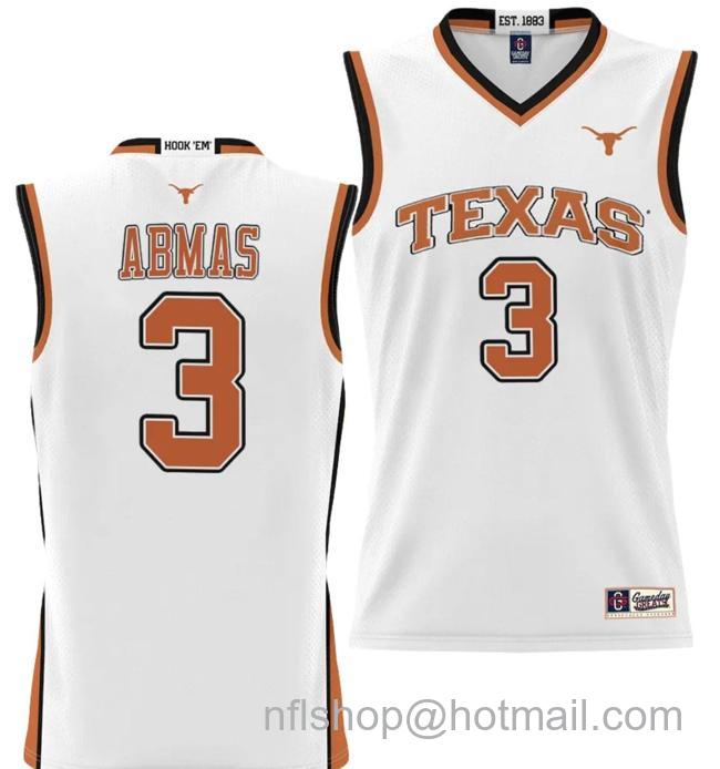 Men's Max Abmas Jersey #3 Texas Longhorns NIL College Basketball Lightweight White