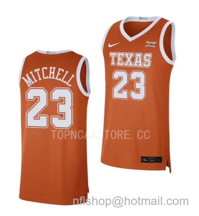 Nike Men's #23 Dillon Mitchell Jersey Texas Longhorns College Basketball Jerseys Orange Limited