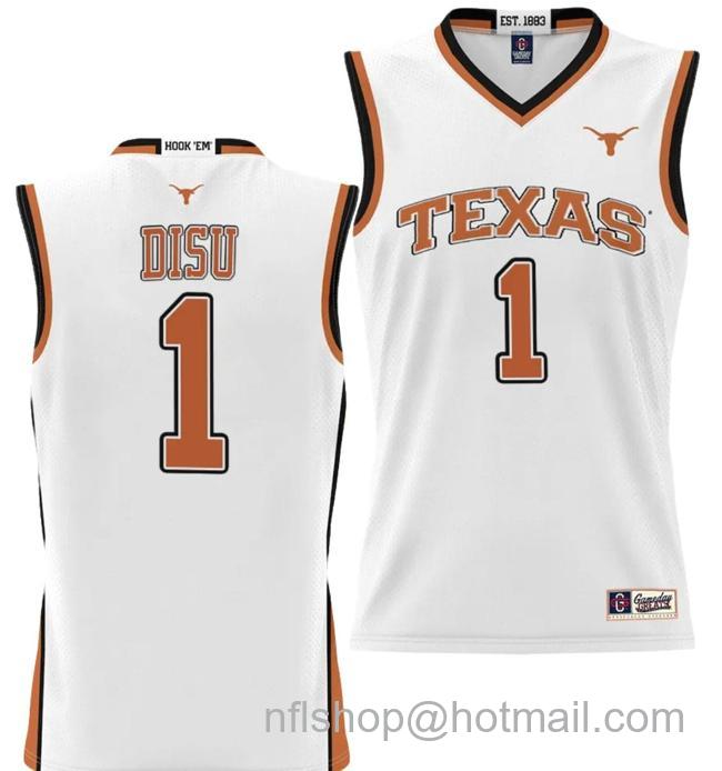 Men's Dylan Disu Jersey #1 Texas Longhorns NIL College Basketball Lightweight White