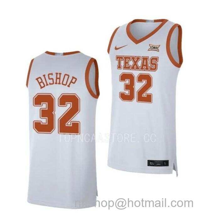 Nike Men's #32 Christian Bishop Jersey Texas Longhorns College Basketball Jerseys White