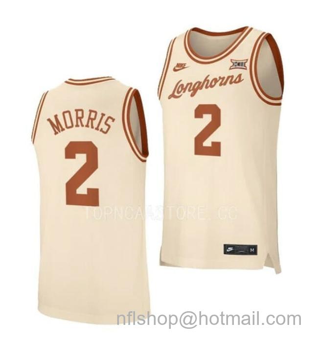 Nike Men's #2 Arterio Morris Jersey Texas Longhorns College Basketball Jerseys Cream