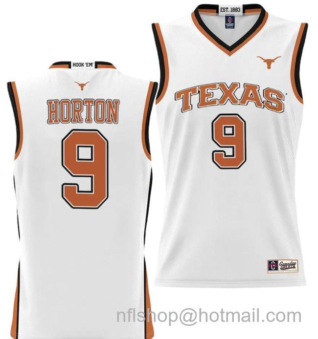 Men's Ithiel Horton Jersey #9 Texas Longhorns NIL College Basketball Lightweight White