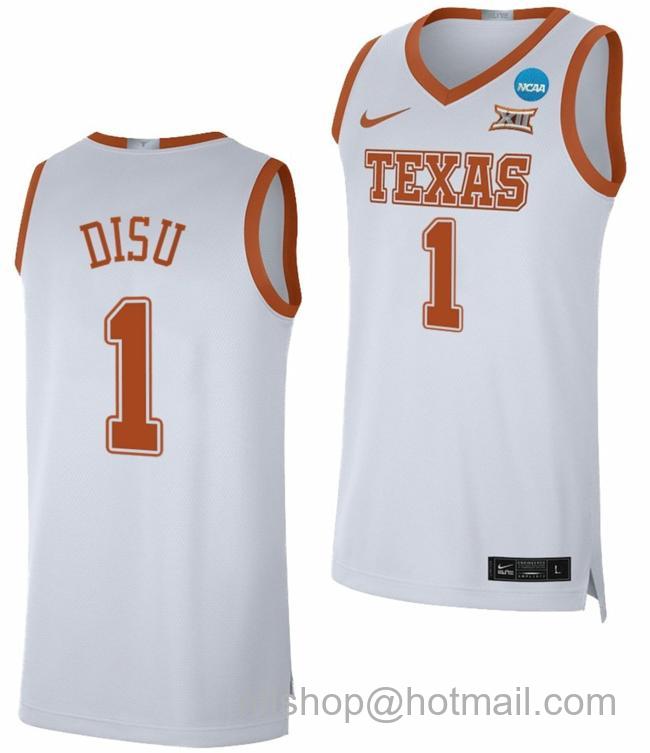 Men's Dylan Disu Jersey Texas Longhorns College Basketball 2023 NCAA March Madness White #1