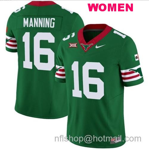 Women's Arch Manning Jersey #16 Texas Longhorns Mexico Vapor College Football Green