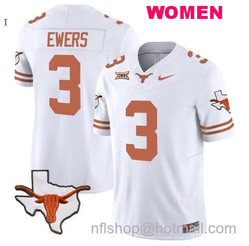 Women's Quinn Ewers Jersey #3 Texas Longhorn Vapor Limited College Football White