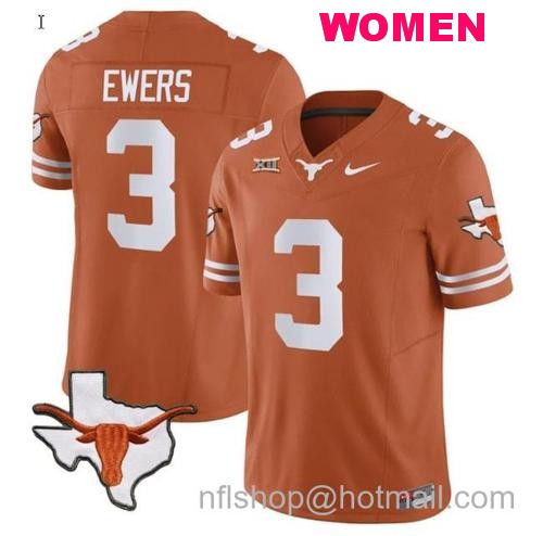 Women's Quinn Ewers Jersey #3 Texas Longhorn Vapor Limited College Football Texas Orange