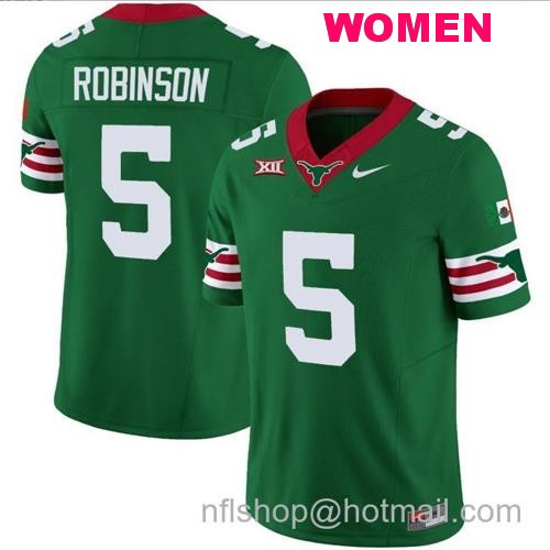 Women's Bijan Robinson Jersey #5 Texas Longhorns Mexico Vapor College Football Green