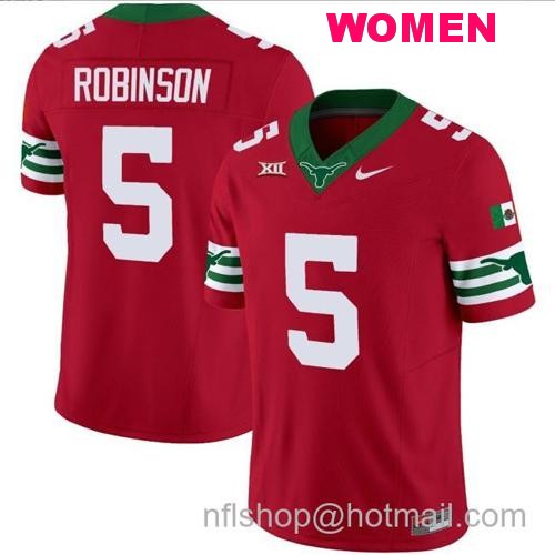 Women's Bijan Robinson Jersey #5 Texas Longhorns Mexico Vapor College Football Red