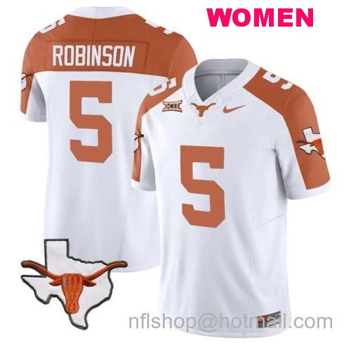 Women's Bijan Robinson Jersey #5 Texas Longhorn Vapor Limited College Football Inverted