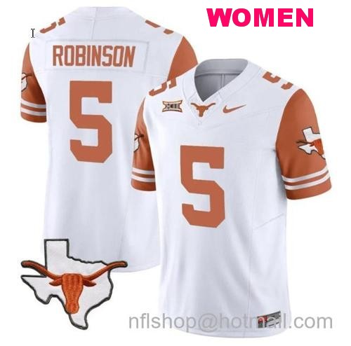 Women's Bijan Robinson Jersey #5 Texas Longhorn Vapor Limited College Football Orange Sleeves