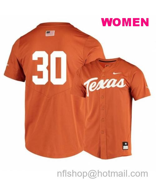 Women's Texas Longhorns 30 Eric Kennedy Elite Orange College Baseball Jersey