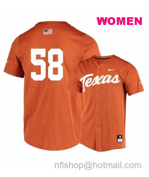 Women's Texas Longhorns 58 Mason Bryant Elite Orange College Baseball Jersey