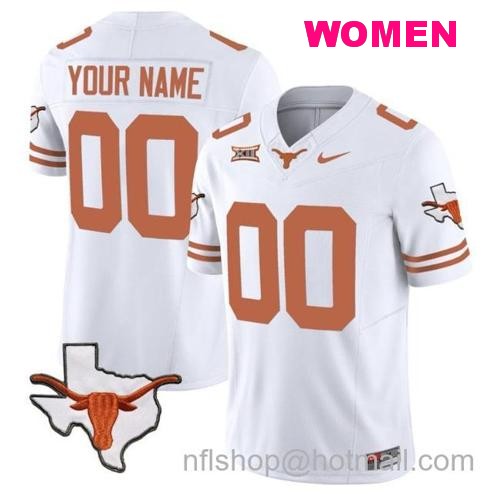 Women's Custom Texas Longhorn Jersey Name and Number Vapor Limited College Football Stitched White