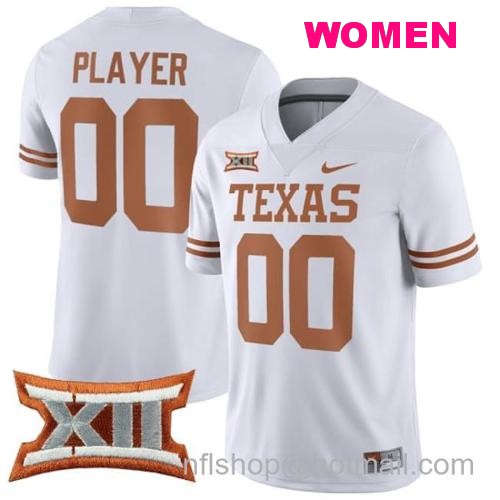 Women's Custom Texas Longhorns Jersey Name and Number College Football White Game All Stitched