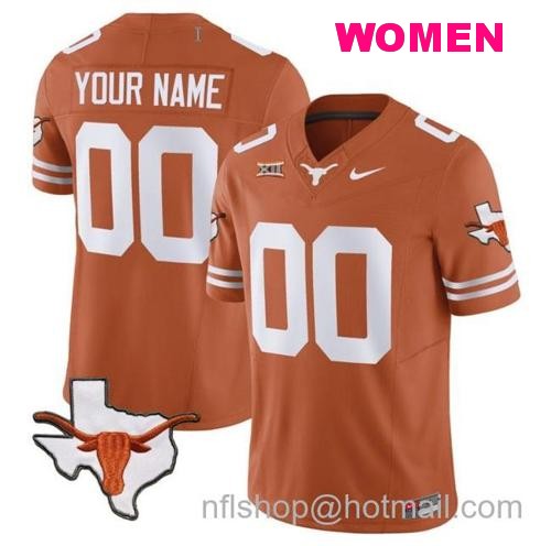 Women's Custom Texas Longhorn Jersey Name and Number Vapor Limited College Football Stitched Texas Orange