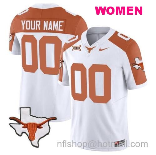 Women's Custom Texas Longhorn Jersey Name and Number Vapor Limited College Football Stitched Inverted