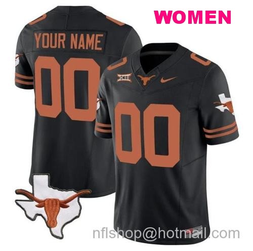 Women's Custom Texas Longhorn Jersey Name and Number Vapor Limited College Football Stitched Black