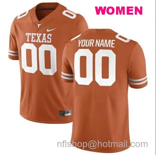 Women's Custom Texas Longhorns Football Jersey Orange