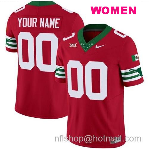 Women's Custom Texas Longhorns Jersey Name and Number Mexico Vapor College Football Red