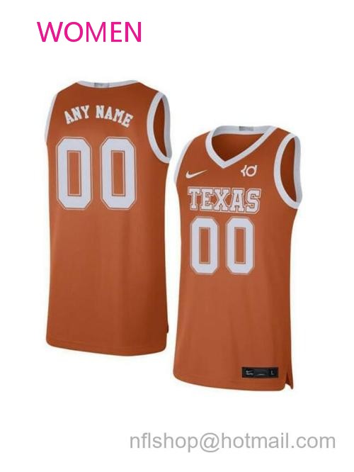 Women's Custom Texas Longhorns Jersey College Basketball Name and Number Elite Orange