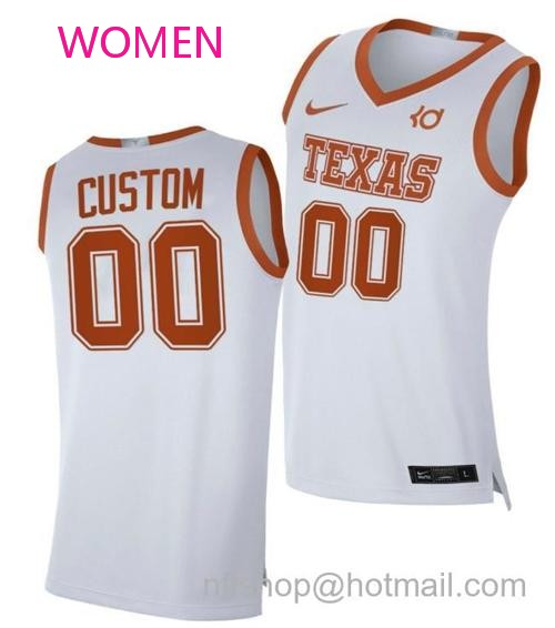 Women's Custom Texas Longhorns Jersey Name and Number College Basketball Alumni Player Limited White