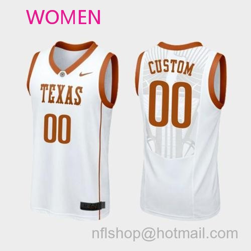 Women's Custom Name Number Texas Longhorns White Replica College Basketball Jersey