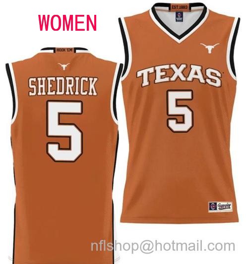 Women's Kadin Shedrick Jersey #5 Texas Longhorns NIL College Basketball Lightweight Orange