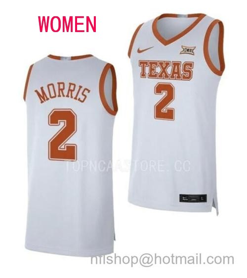 Women's #2 Arterio Morris Jersey Texas Longhorns College Basketball Jerseys White