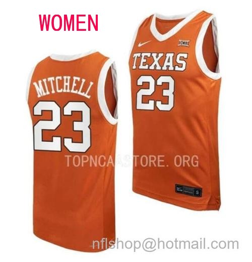 Women's #23 Dillon Mitchell Jersey Texas Longhorns College Basketball Jerseys Orange