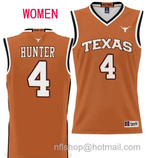 Women's Tyrese Hunter Jersey #4 Texas Longhorns NIL College Basketball Lightweight Orange