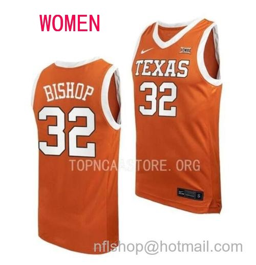 Women's #32 Christian Bishop Jersey Texas Longhorns College Basketball Jerseys Orange