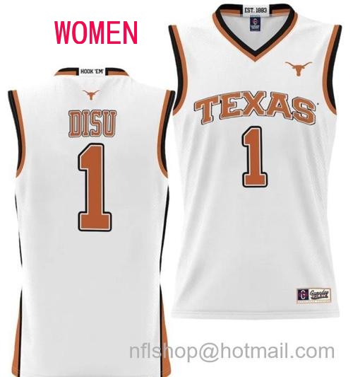 Women's Dylan Disu Jersey #1 Texas Longhorns NIL College Basketball Lightweight White