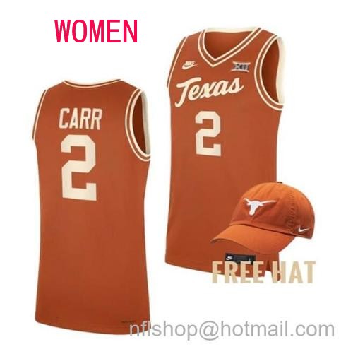 Women's #5 Marcus Carr Jersey Texas Longhorns College Basketball Jerseys Orange Throwback