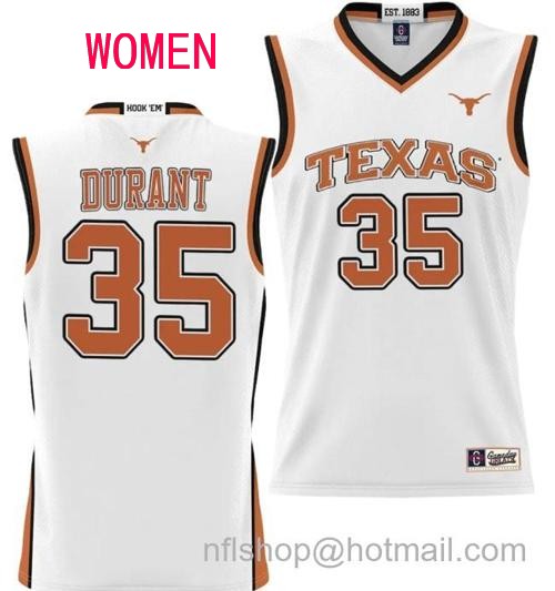 Women's Kevin Durant Jersey #35 Texas Longhorns NIL College Basketball Lightweight White