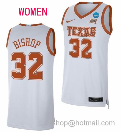 Women's Christian Bishop Jersey Texas Longhorns College Basketball 2023 NCAA March Madness White #32