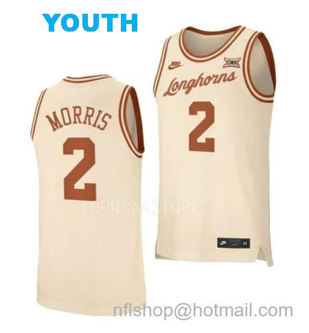 Youth #2 Arterio Morris Jersey Texas Longhorns College Basketball Jerseys Cream