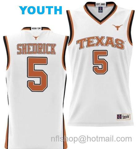 Youth Kadin Shedrick Jersey #5 Texas Longhorns NIL College Basketball Lightweight White