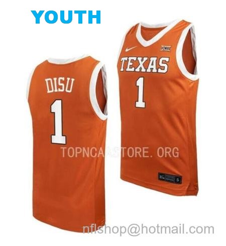 Youth #1 Dylan Disu Jersey Texas Longhorns College Basketball Jerseys Orange