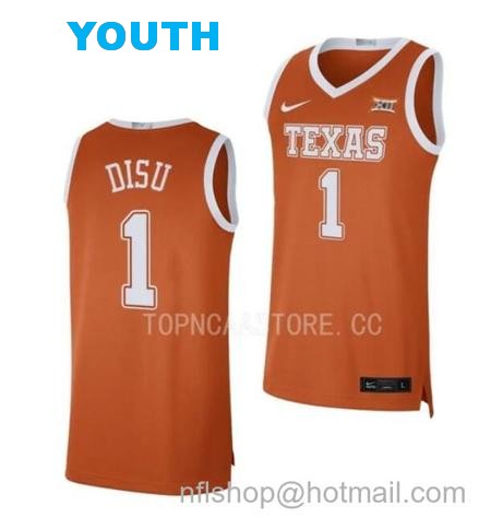 Youth #1 Dylan Disu Jersey Texas Longhorns College Basketball Jerseys Orange Limited