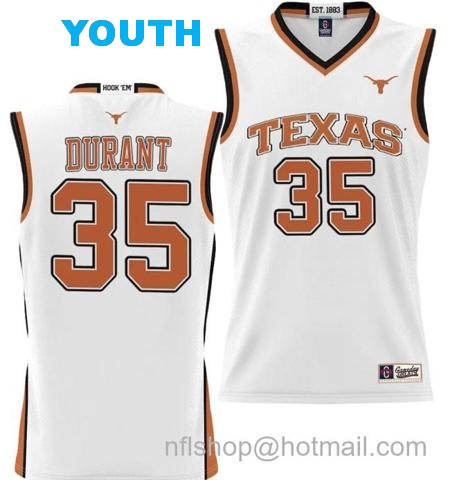 Youth Kevin Durant Jersey #35 Texas Longhorns NIL College Basketball Lightweight White