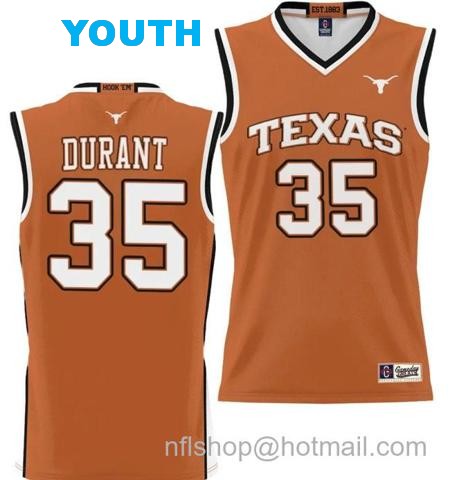 Youth Kevin Durant Jersey #35 Texas Longhorns NIL College Basketball Lightweight Orange