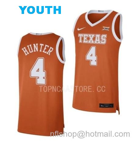 Youth #4 Tyrese Hunter Jersey Texas Longhorns College Basketball Jerseys Orange Limited